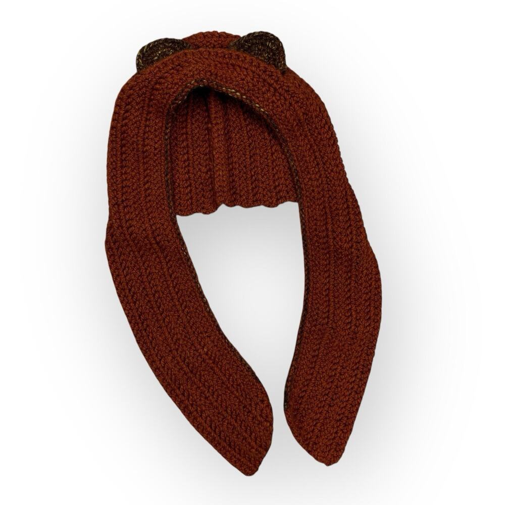Teddy Bear Hat Crochet Brown Scarf